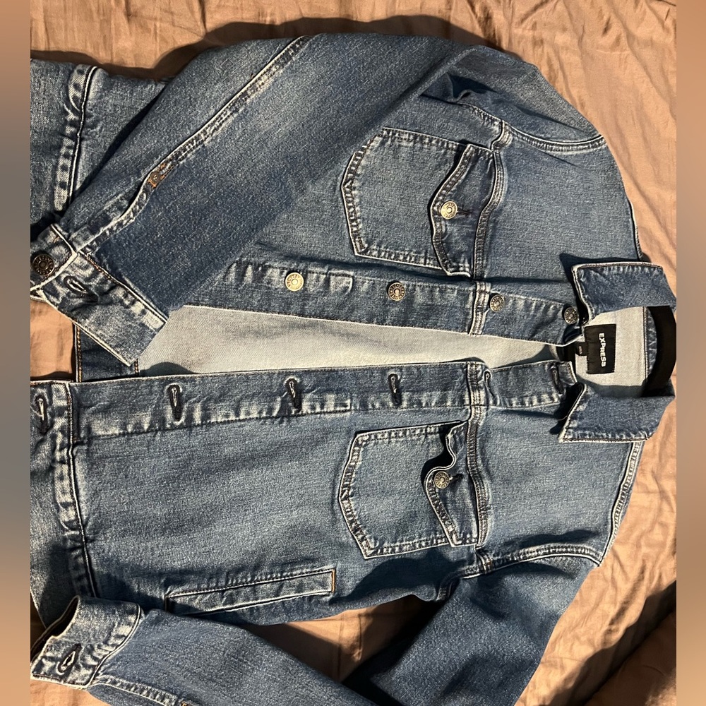 Brand new blue denim jacket with stretch